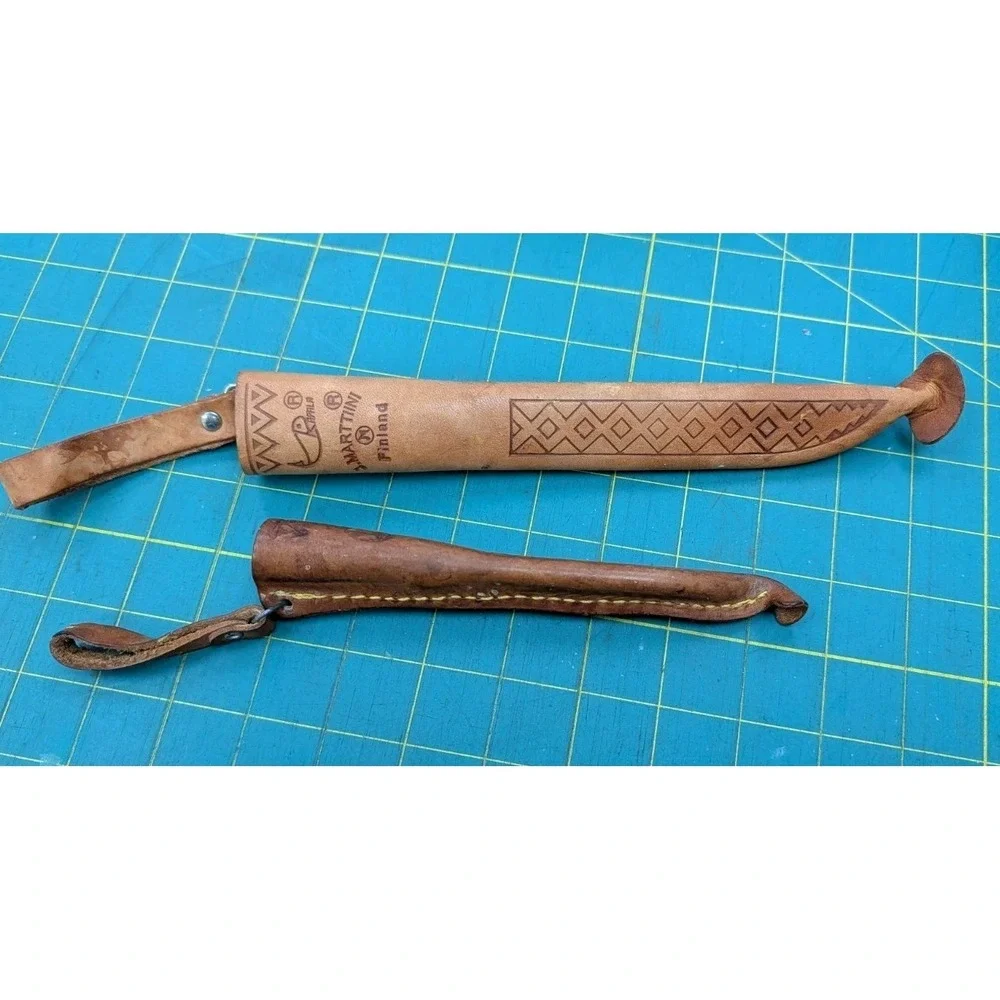 Leather Knife Sleeves Holders Set of 2 Tooled 9